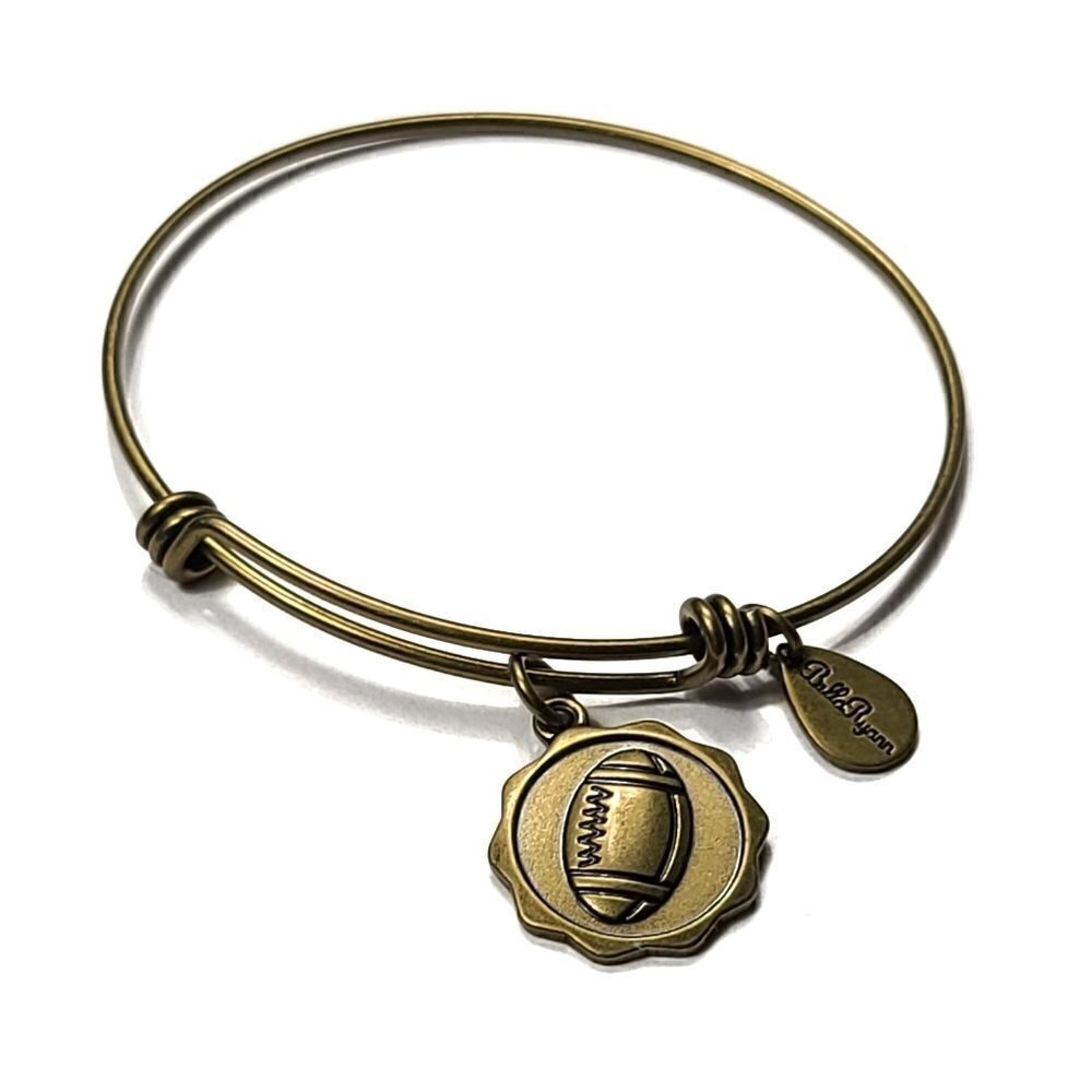 Bella Football Expandable Bangle Charm Bracelet